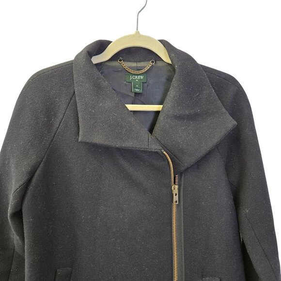 J. Crew Wool Blend Asymmetrical Zip Coat Size 0 - Picture 4 of 6